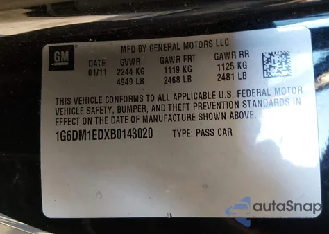2011 Cadillac Cts Performance from USA, damaged, VIN 1G6DM1EDXB0143020
